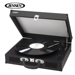 Jensen JTA-410-BLK Portable 3-Speed Stereo Turntable with Built-In Speakers (Black) - Pickup Only